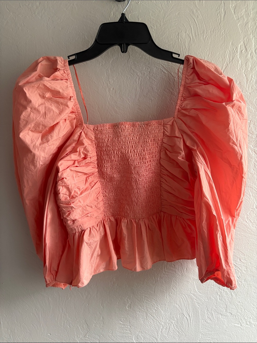 Zara Peach Puff Sleeve Ruched Sweetheart Crop Top - Picture 6 of 6